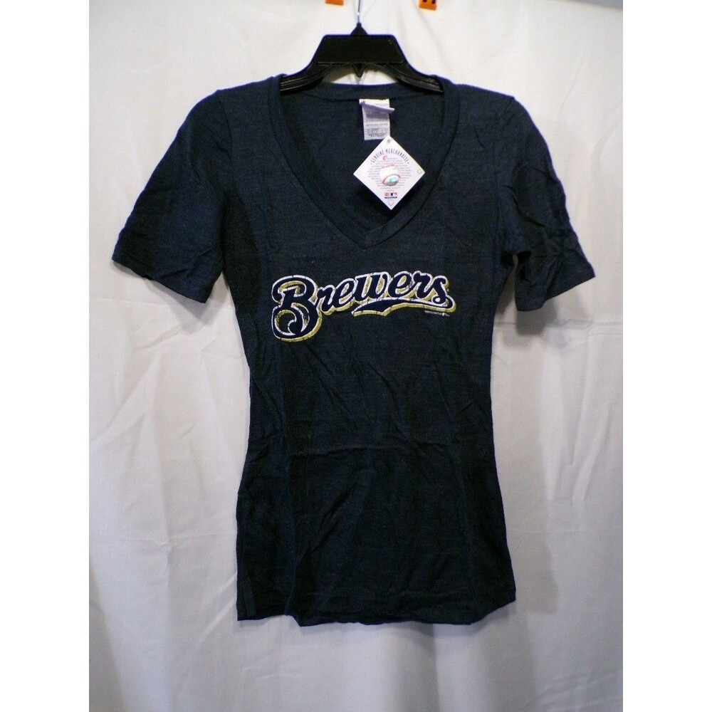 Campus Lifestyle Women's M Brewers V-Neck T-Shirt Heather Navy